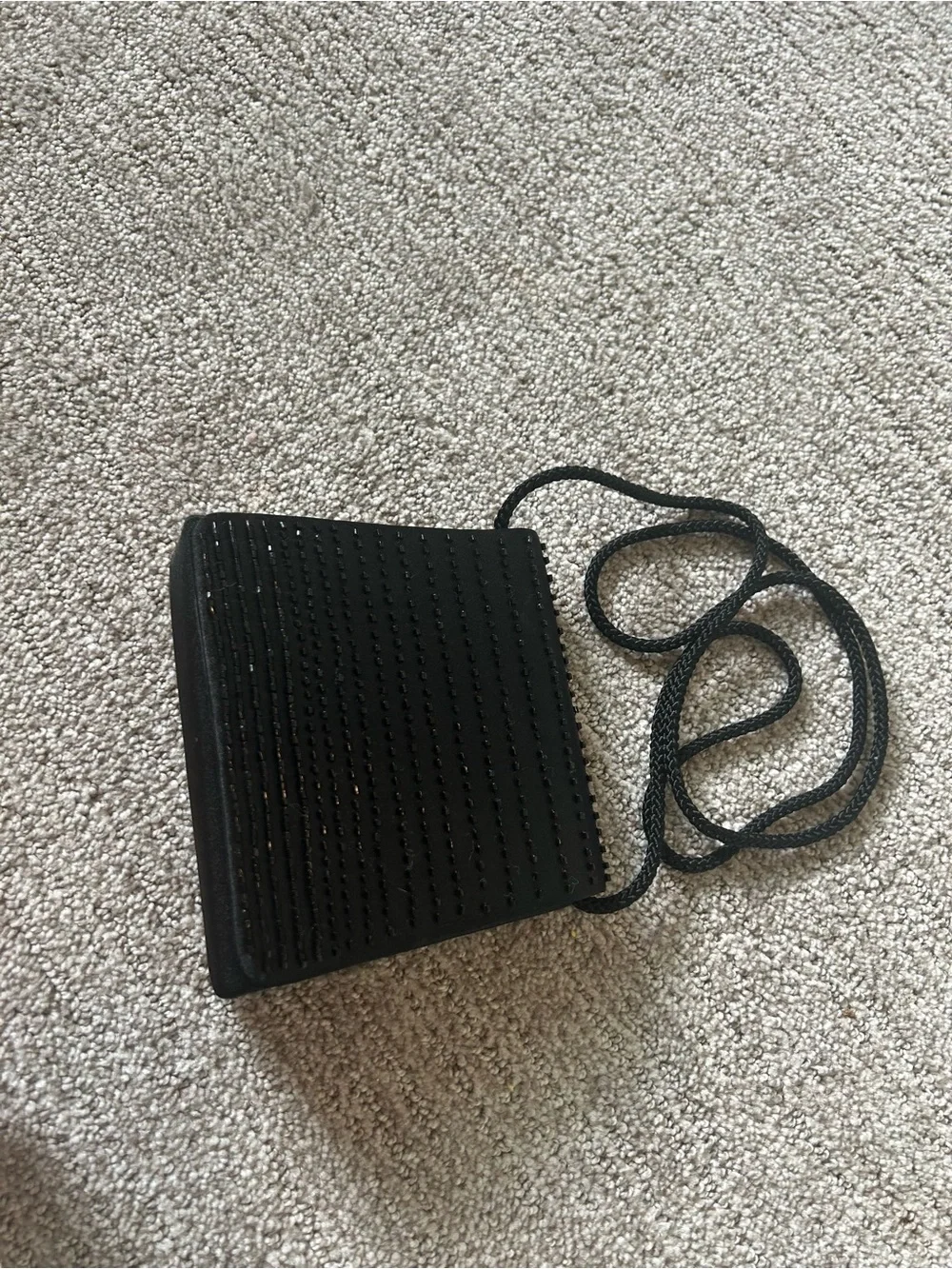 Black Women's Crossbody Bag with Beaded Texture